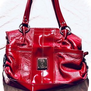 TIGNANELLO Red Leather Double Handle Shoulder Bag
